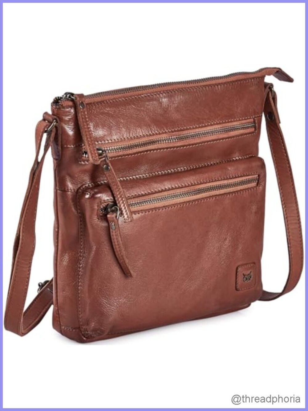 Genuine Full-Grain Leather Crossbody Bag for Women, Adjustable Strap